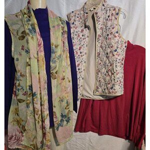 Lot 4 Coldwater Creek Vest Duster And Tops Mix & Match Wardrobe Outfits Size M